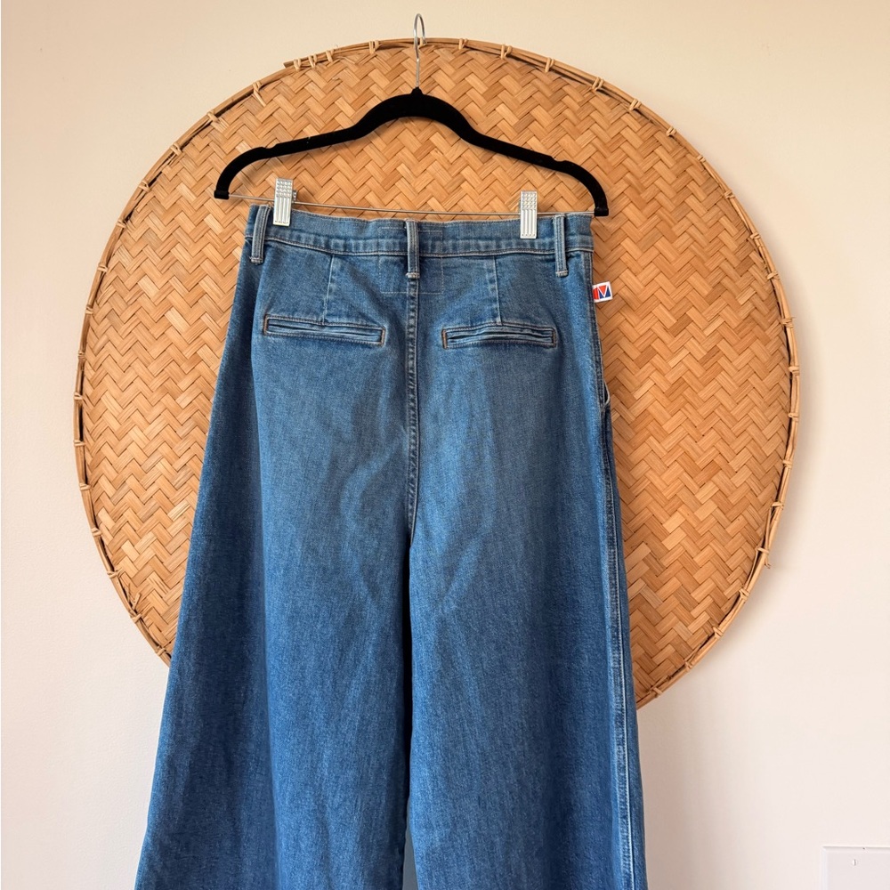 CLARE V x MOTHER PLEATED BELL PREP HEELED WIDE LEG JEANS PLAYING‎ IN PARIS SZ 28 - Picture 11 of 14